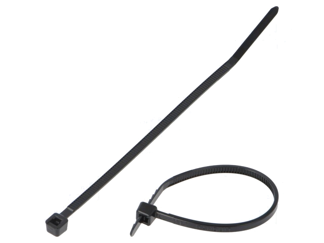 Kabelbinder; L: 99mm; W: 2,5mm; polyamide; 80N; zwart; Ømax: 22mm Kabelbinder; L: 99mm; W: 2,5mm; polyamide; 80N; zwart; Ømax: 22mm